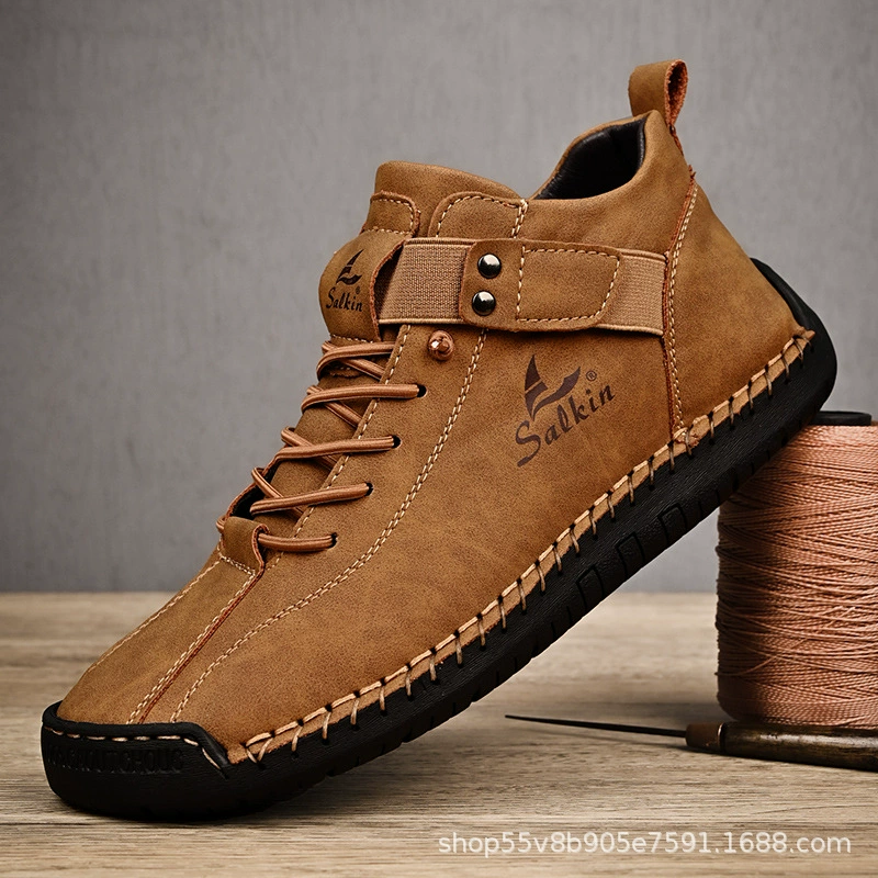 Мужские кожаные туфли большого размера, низкие, с ручной прошивкой, повседневные, на плоской подошве, слипоны, мужские туфли для вождения