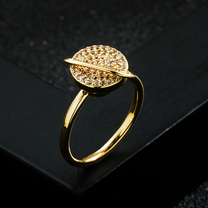 Fashion New Copper-plated Gold Micro Inlaid Zircon Dripping Devil's Eye Ring display picture 3