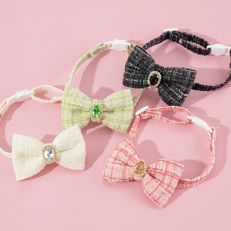Новый ошейник для домашних животных Регулируемый кошачий галстук-бабочка элегантный клетчатый орнамент для внешней торговли Amazon