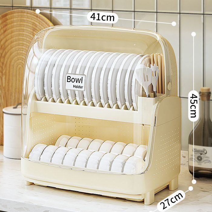 Cocina de recipiente de drenaje de recipiente de palillos caja de almacenamiento de doble capa de gran capacidad recipiente de recipiente de drenaje de agua a prueba de insectos a prueba de cucarachas ventilación a prueba de moho