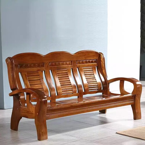 All solid wood sofa and chair combination modern simple Chinese style living room small apartment rural wooden sofa coffee table three persons