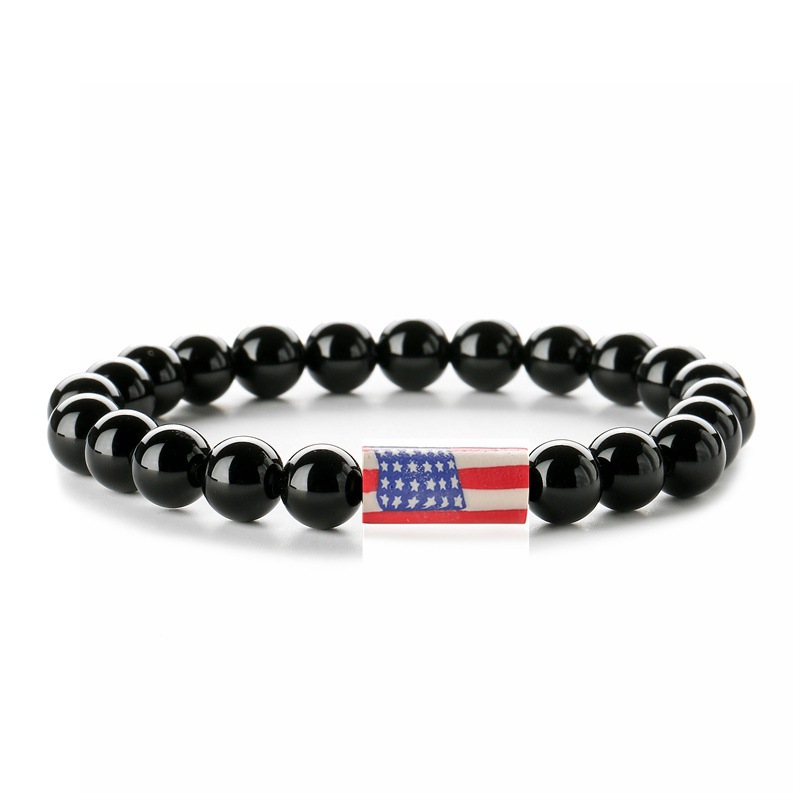 Europa y Estados Unidos transfronterizos banderas de ágata de piedra turquesa línea elástica cuentas pulseras pulseras pulseras de regalo para hombres y mujeres