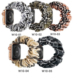 適用apple iwatch手錶帶跨境條紋格子小清新彈力單圈大腸蘋果錶帶