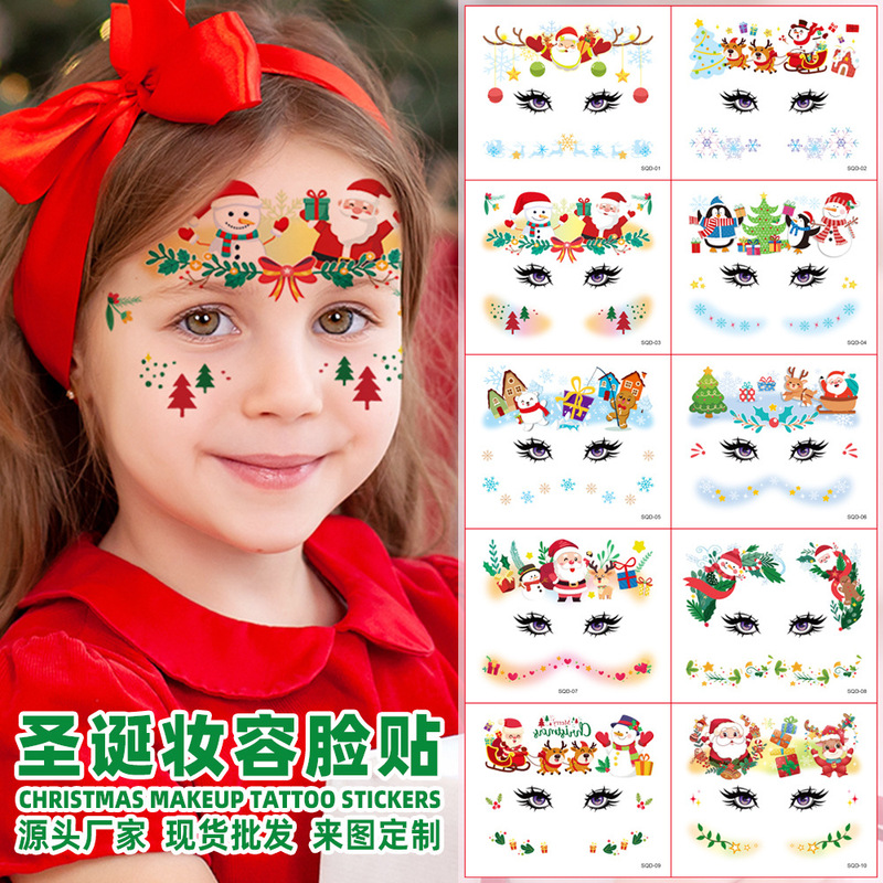 Cross-Border New Christmas Santa Claus Themed Children's Holiday Party Temporary Waterproof Eco-Friendly Tattoo Stickers Cross-Border New Christmas Santa Claus Themed Children's Holiday Party Temporary Waterproof Eco-Friendly Tattoo Stickers