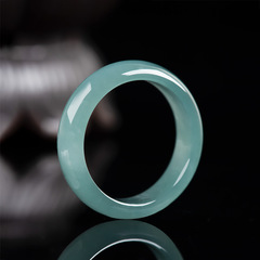 Natural Old Pit A-Jadeite Blue Water Ring for Men and Women, Pair of Ice Jadeite Jade Rings, Wholesale from Sihui Jade Carving