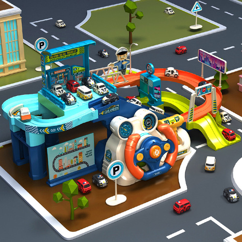 Cross-border Thinkquick T904 City Steering Wheel Traffic Car Building Toy for Boys and Girls Track Parking Lot
