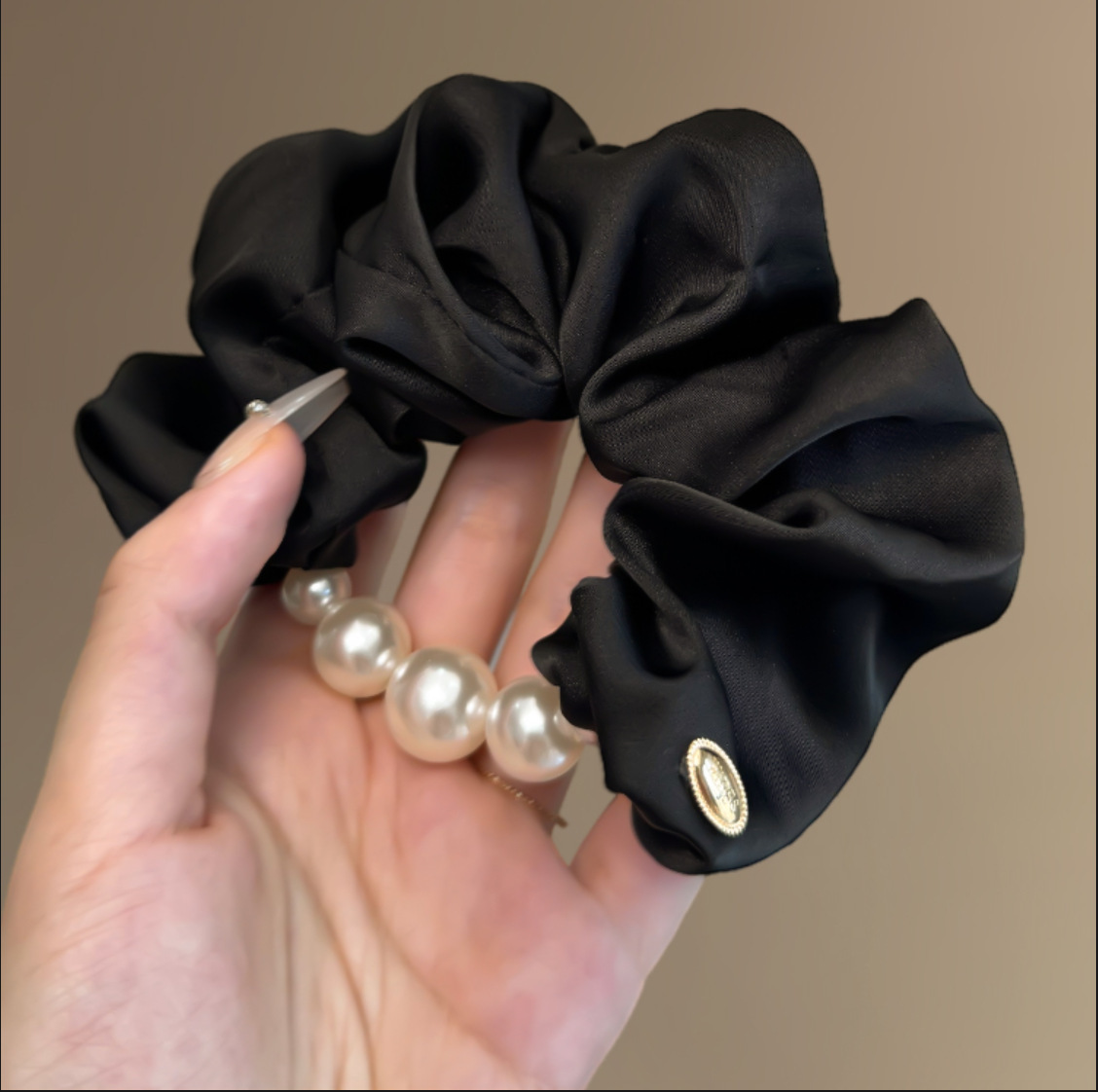 Perlas de terciopelo de alta sensación, anillo de cabello de intestino grande, temperamento femenino elegante, cuerda de cabello de cola de caballo baja, cuerda de cabello de alta elasticidad no dañada