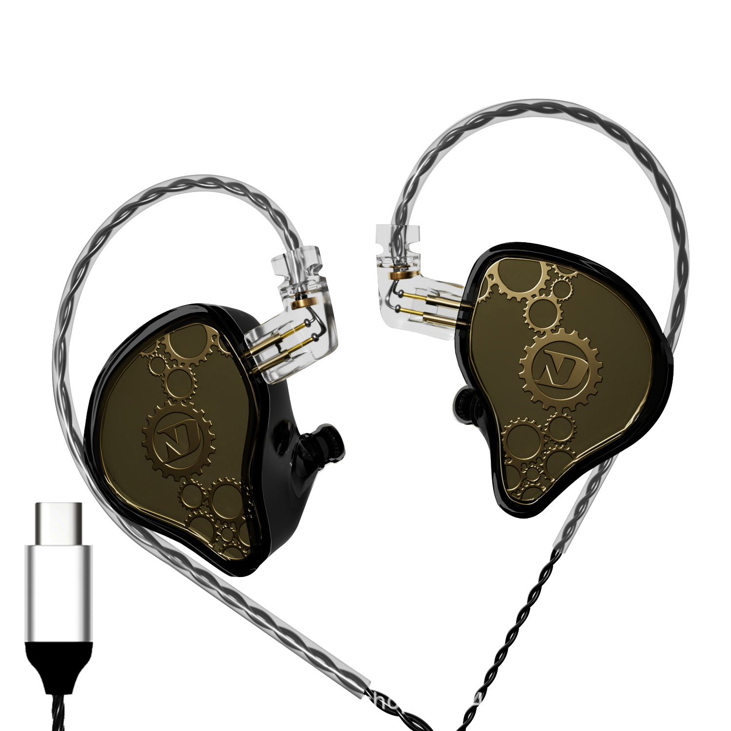 Auriculares con cable ND Venus en la oreja tipo c tapones para los oídos con orificio redondo HIFI de alta calidad de sonido monitor de graves pesados en vivo