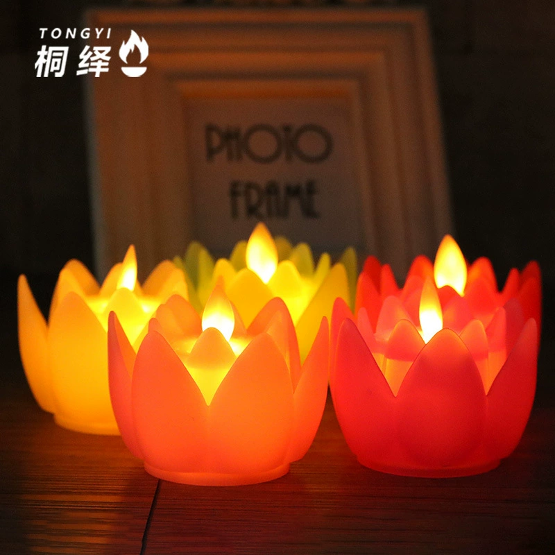 Электронная свеча, пластиковый орнамент лотоса, имитация качели, светодиодная электронная свеча, вечная лампа лотоса, красочный свет