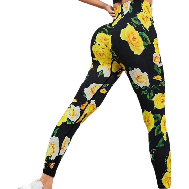 Versión gruesa talla S 200g + sin costuras pantalones de yoga de la aptitud de las mujeres Pantalones deportivos tie-dyed tie-float Hip-lifting pantalones Leggings