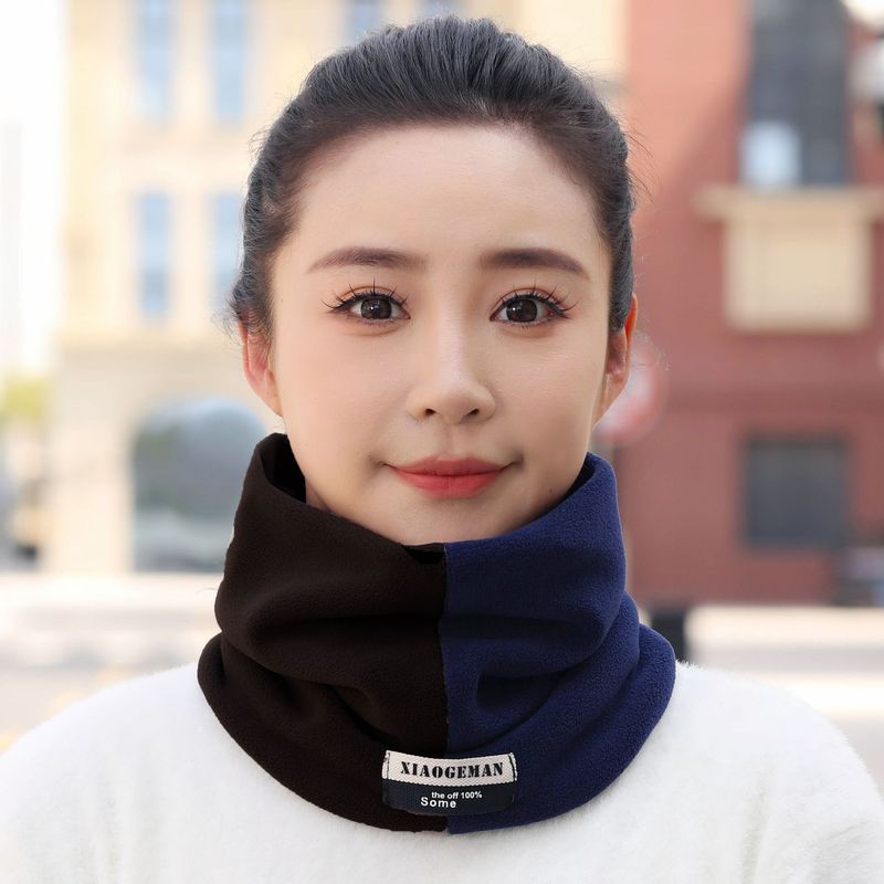 围脖秋冬双层奥利绒加厚保暖脖套户外时尚男女款柔软围巾拼色套头|undefined