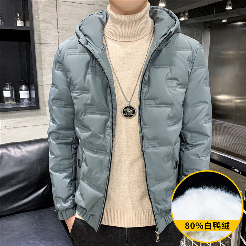 Chaqueta de los hombres 2023 nuevo espesado popular invierno corto pato blanco abajo caliente guapo chaqueta con capucha