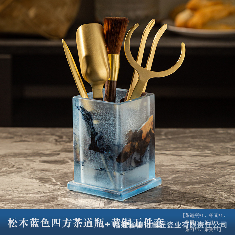 Ceremonia del té transfronteriza seis caballeros combinación conjunto completo de piezas de té kung fu bambú té abrazaderas de té pinzas madera sólida