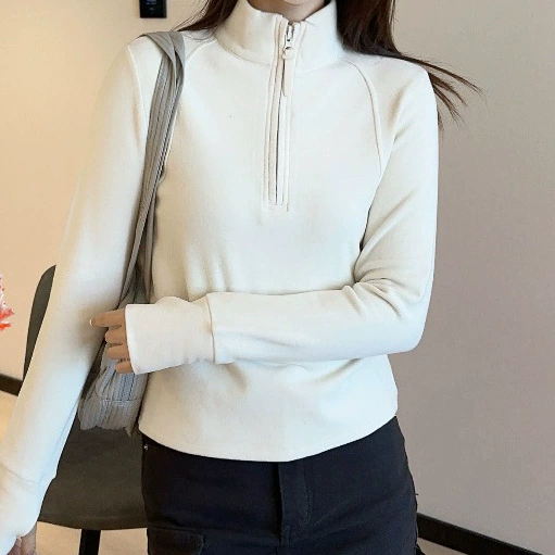 Кожа плюшевая полузастежка-молния внутри шерстяная рубашка тонкая и наполовину высокая воротник 25671 теплая осень и зима