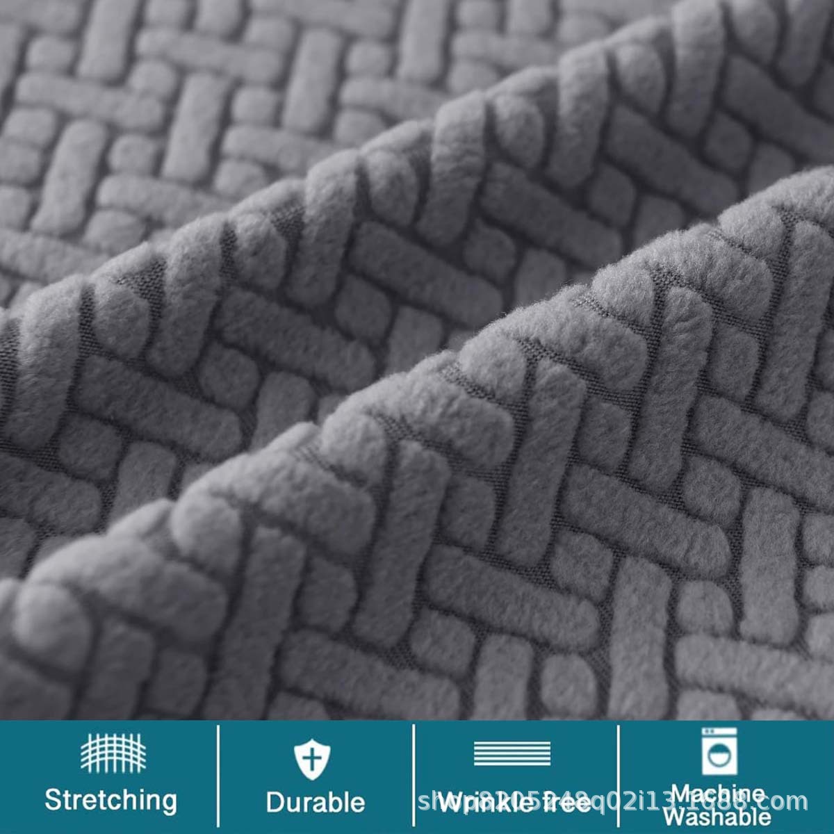 Cross-Border Solid Color Elastic Full-Cover Square Thickened Footstool Sofa Low Stool Coffee Table Protector Cover_voghion.com