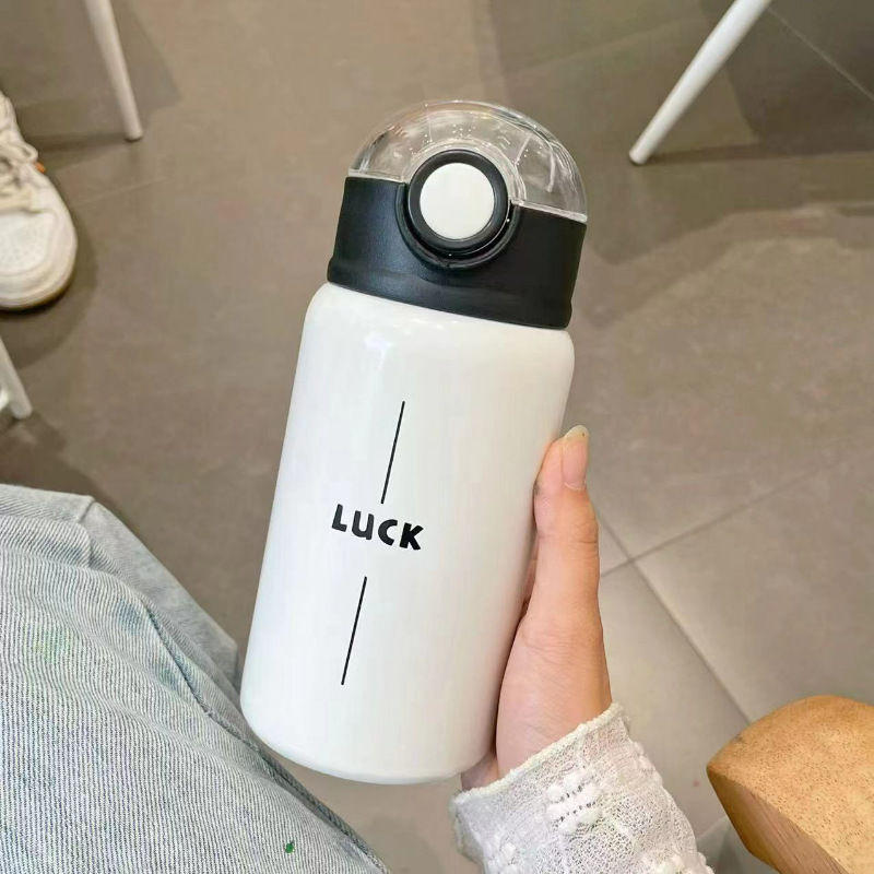 Taza termo de gatito simple, linda chica de alto valor, taza de sorbente para estudiantes, taza para beber doble de acero inoxidable 316 para niños