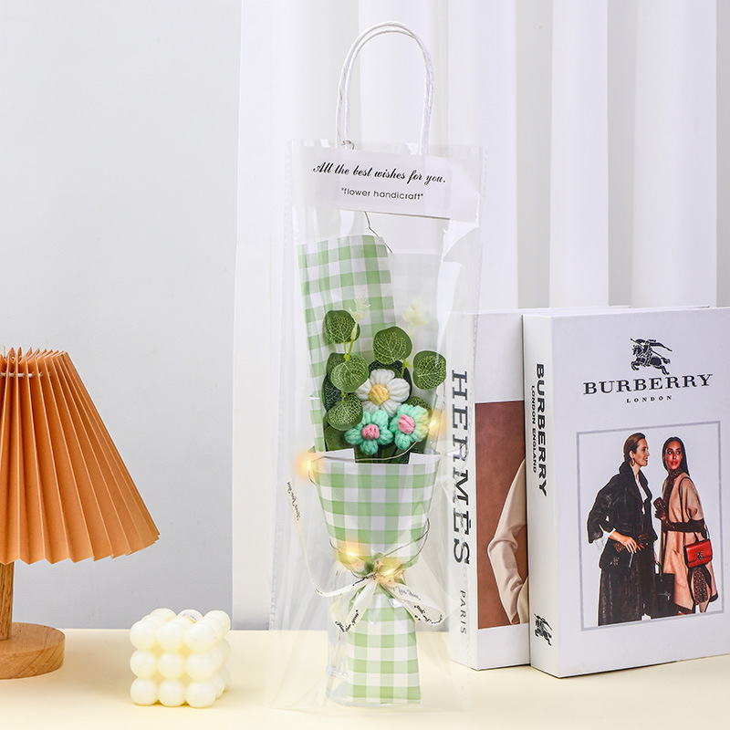 퍼프 꽃 3 꽃다발 [신선한 녹색] 선물 가방