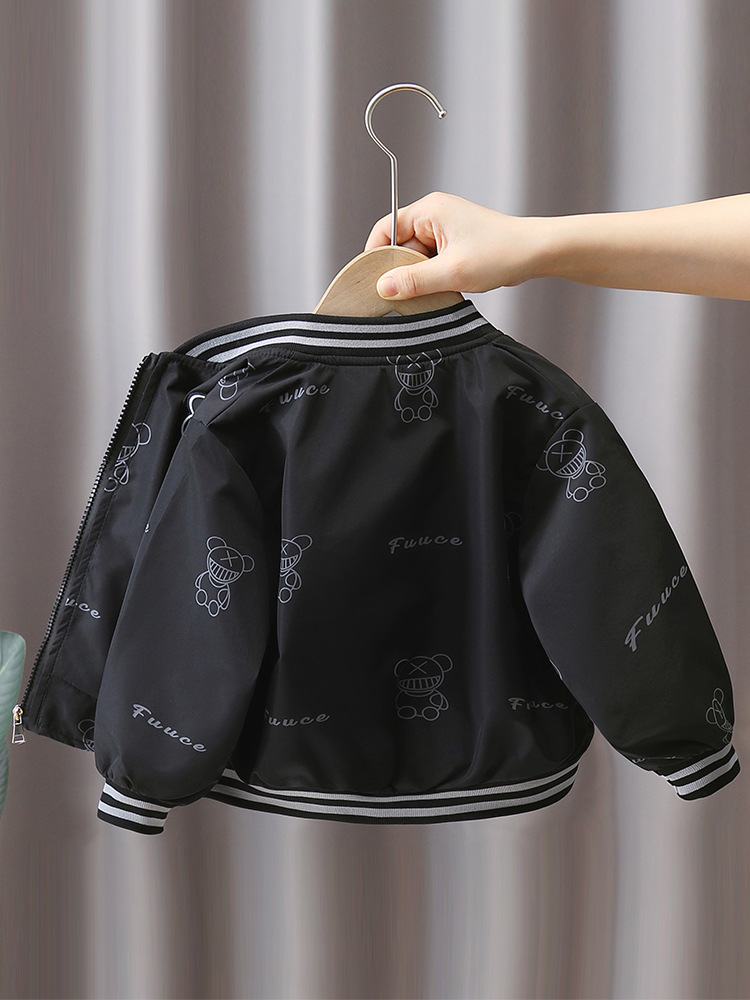 6214 uniforme de béisbol negro para niños modelos de primavera y otoño 2024 nuevo estilo de otoño para bebés chaqueta de marca de moda para niños chaqueta coreana