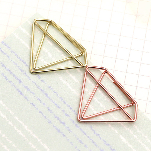 Creative Metal Gold Diamond Paper Clip Wholesale Student Stationery 4D Clip Hand Account Clip Cartoon Paper Clip
