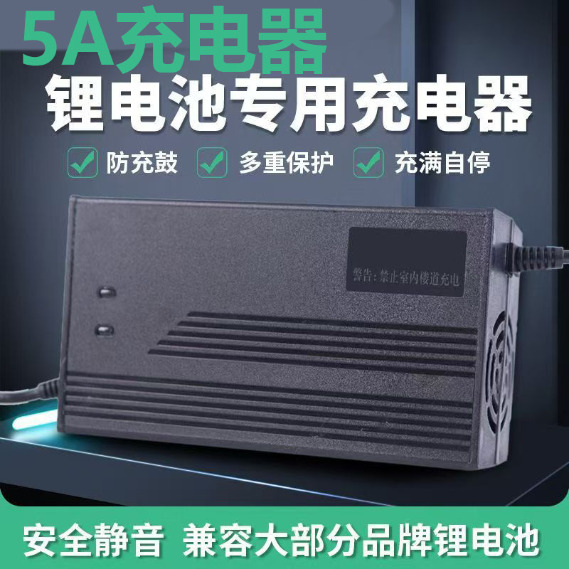 三元锂电磷酸铁锂充电器48v伏5A安60v5a72v54.6V87.6V锂电池快充8