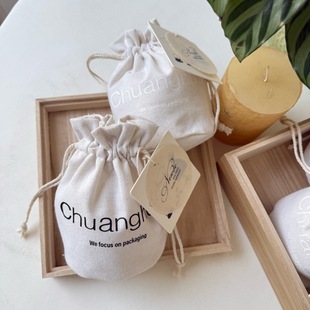 Customized Cotton and Linen Round Bottom Cotton Bag Manufacturer Wholesale Cotton Drawstring Candle Packaging Storage Bag