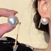 Brand retro accessory from pearl, universal classic earrings, silver 925 sample, Japanese and Korean, wholesale