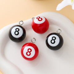 シミュレーション黒8ビリヤードクリエイティブ樹脂アクセサリーdiyバッグストラップテーブルボールのキーホルダー手作りアクセサリー部品卸売り