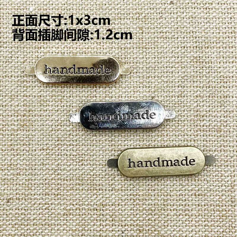 Spot 1X3Cm Zinc Alloy Handmade Metal Label Custom Luggage Hardware Accessories Decoration Clothing Label