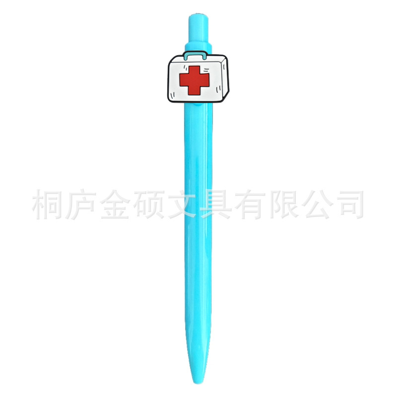 外贸护士笔简约创意纯色糖果色软质卡通圆珠笔黑笔可爱按动笔医生|undefined