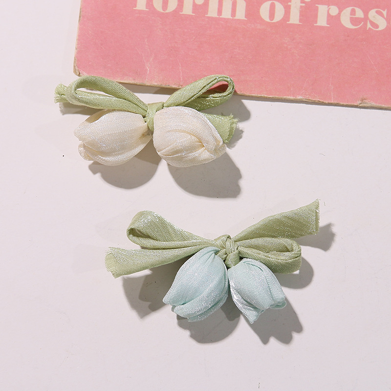 Brotes de flores coreanos simulados flores de tulipanes arco diy fresco clip de cabello cinta ropa falda accesorios clip de cabello