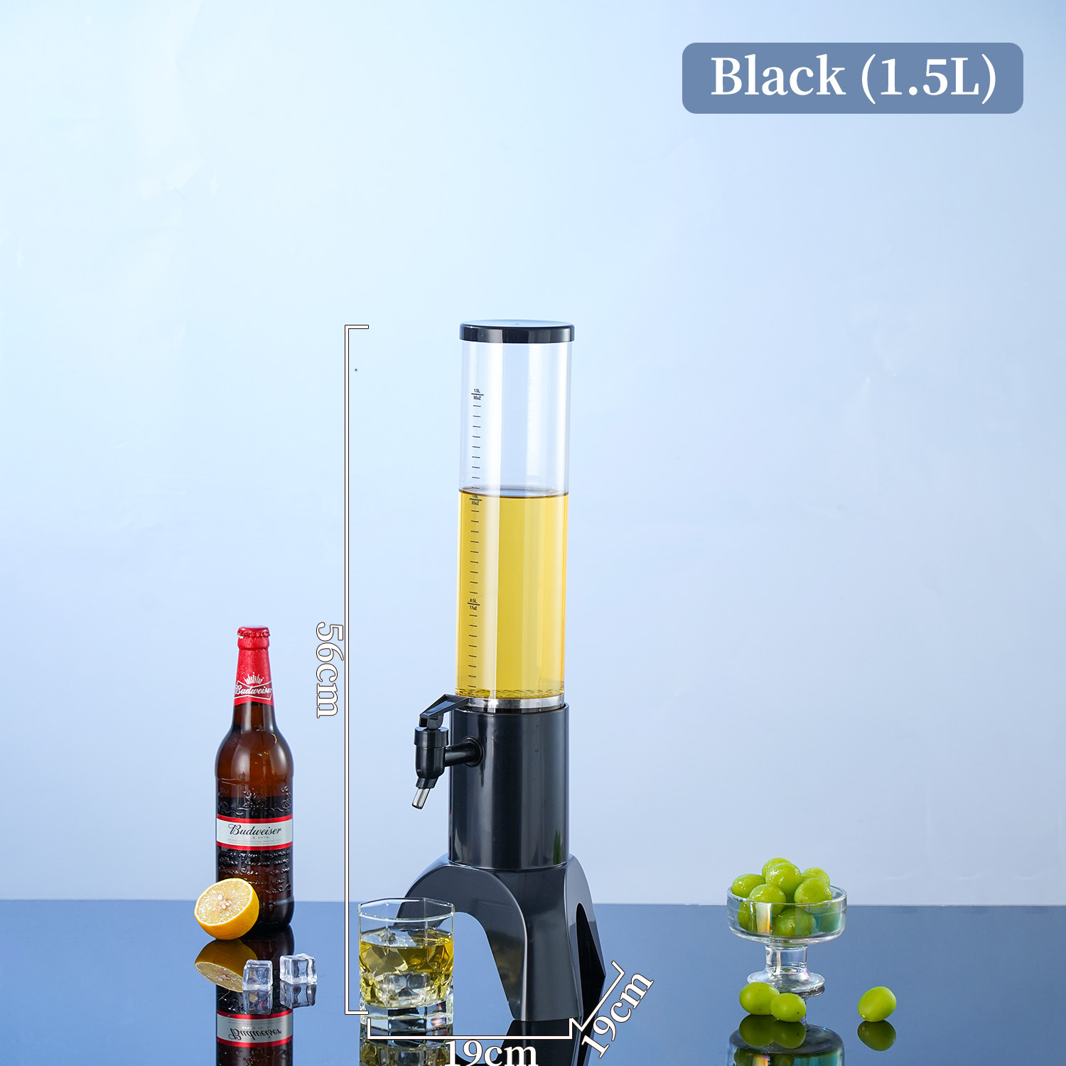 1.5L - 블랙 (아이스 튜브 및 조명 포함)