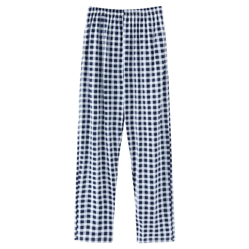 Pantalones de pijama de las mujeres de otoño e invierno de un solo algodón a cuadros todo juego ropa exterior suelta primavera y otoño verano gordo hermana casa pantalones
