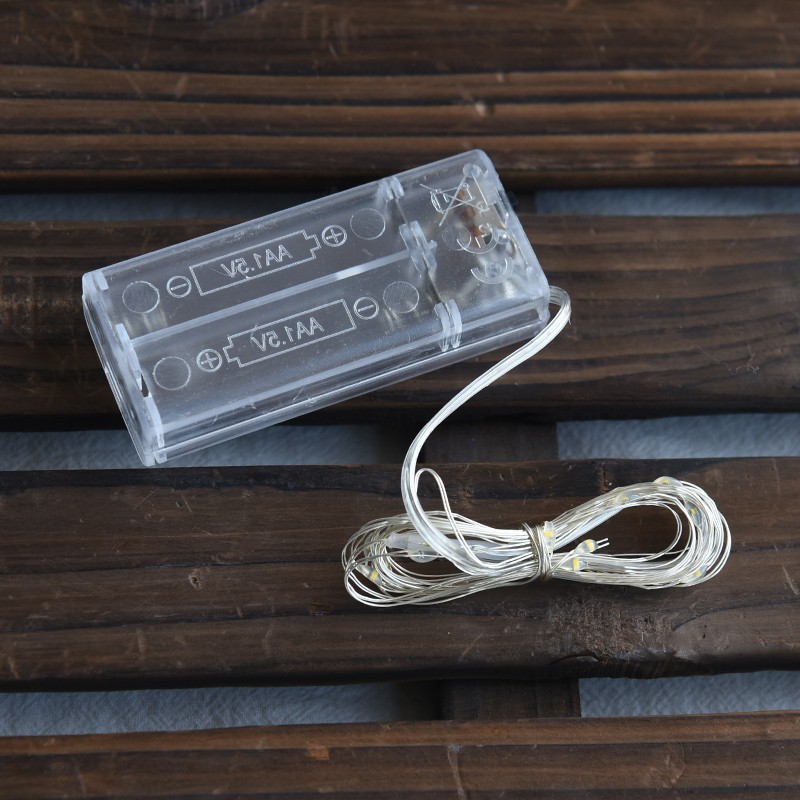 Árbol de Navidad luz decorativa cálida lámpara de alambre de cobre blanco cálido caja de batería de luz cálida CADENA DE LUZ DE Navidad amarillo material de DIY