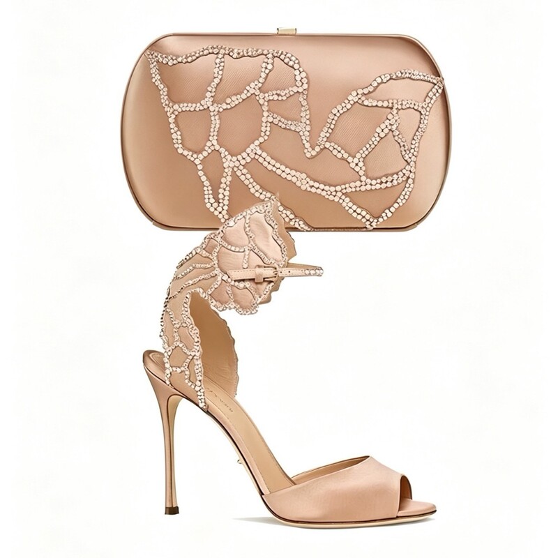 2026 French-Style Satin Rhinestone Butterfly Strap Peep-Toe Stiletto High-Heeled Sandals for Parties and Socialites 2026 French-Style Satin Rhinestone Butterfly Strap Peep-Toe Stiletto High-Heeled Sandals for Parties and Socialites