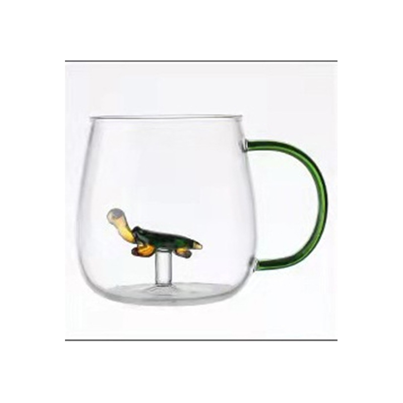 Jugo creativo leche vidrio de dibujos animados de vidrio transparente tridimensional animal y planta forma taza de agua de color de vidrio
