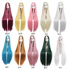 1メートルアニメかつら100cm中分長直髪欧米多色コスプレかつら万用COSカラーかつら