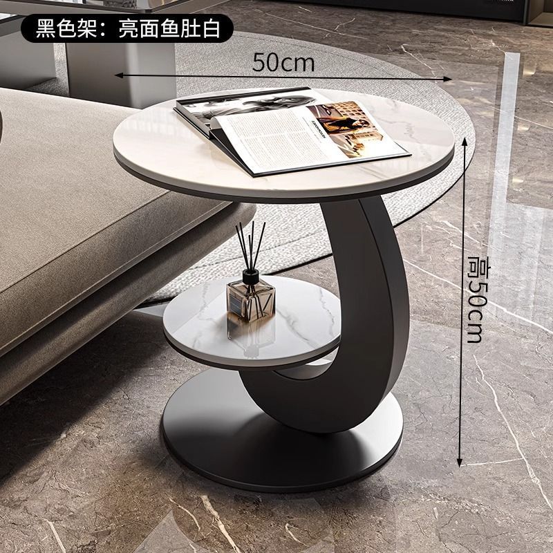 现代简约创意椭圆形岩板茶桌客厅小户型轻奢高级感设计师茶几组合|undefined