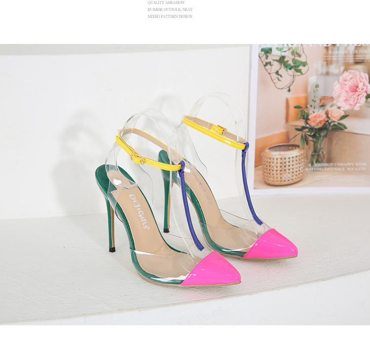 new style T-buckle pointed toe color matching stiletto NSSO62194