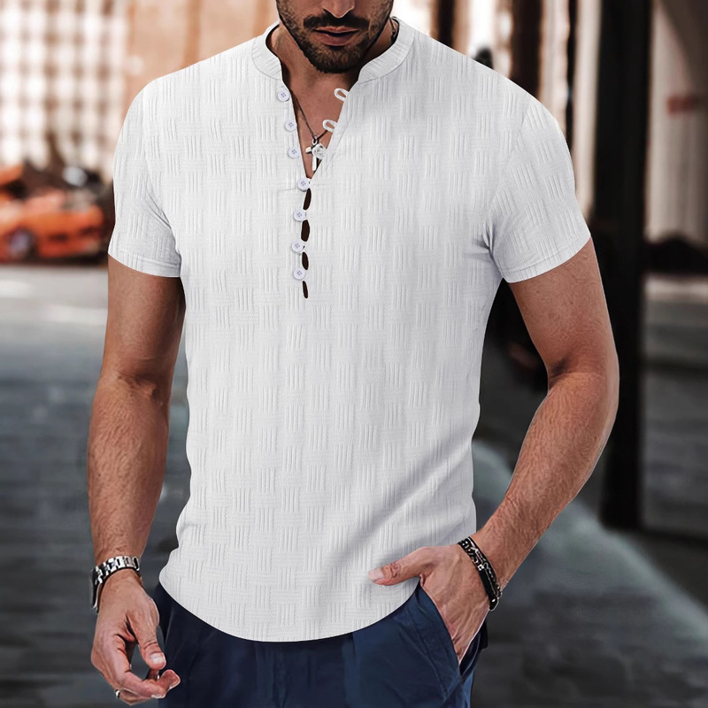 2025 Latest Independent Station Explosions Men's Jacquard Casual Lining POLO Shirt Plain Collar Summer Casual Clothing