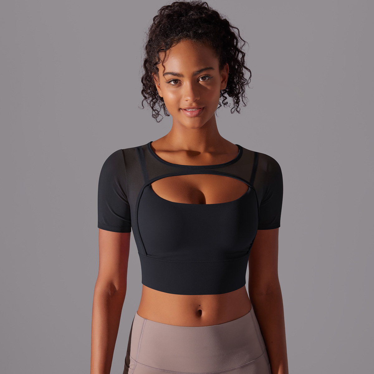 182g Weight Short Sleeve Sleeve Length Pullovers Placket Type Nylon, Spandex Fabric Type Short Top Length T-shirt Tops Type Yoga, Sports Occasion Round Neck Neckline Solid Color Pattern Women Gender Hollow Out Craft Fitness Sport Style Solid Color Nylon Spandex Round Neck Hollow Out Active Tops T-shirt 37