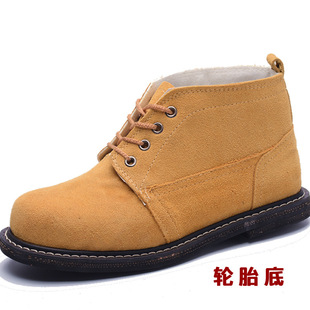 Manufacturers supply spring and autumn tire bottom high temperature resistant labor protection shoes high-top anti-smashing anti-stab steel head anti-velvet cowhide men's shoes