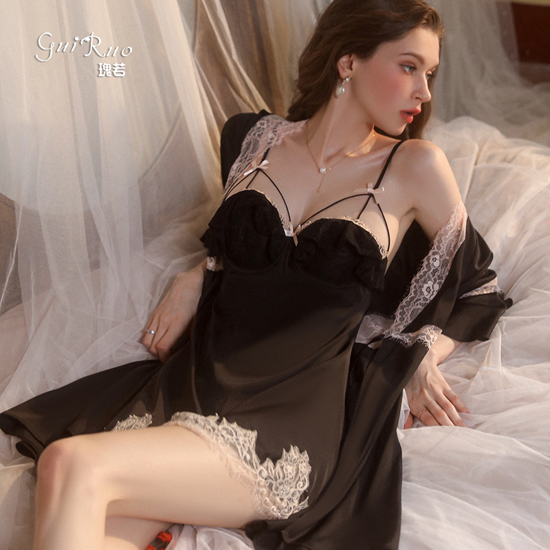 DZ Guiruo Steel Ring Gathered plus size Pajamas Chest Pad Sling Nightgown Gown Solid Color Comfortable Home Clothes suit 1712 DZ Guiruo Steel Ring Gathered plus size Pajamas Chest Pad Sling Nightgown Gown Solid Color Comfortable Home Clothes suit 1712