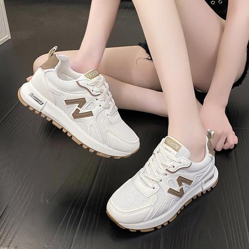 Women's Sports Shoes, Lady Athletic Shoes, Thick Sole White Women's Fashion Sports Shoes, Versatile Lightweight Sneakers, Casual Shoes