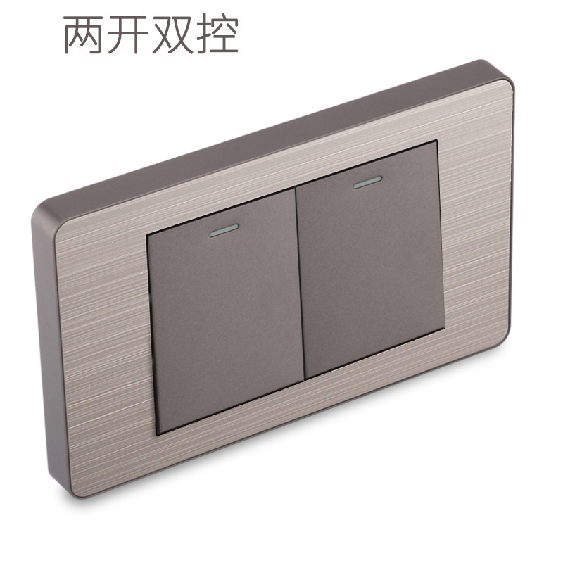 15A panel de metal de acero inoxidable gris dibujado tres agujeros Taiwan fabricado en Estados Unidos enchufe de pared conmutador suministro directo