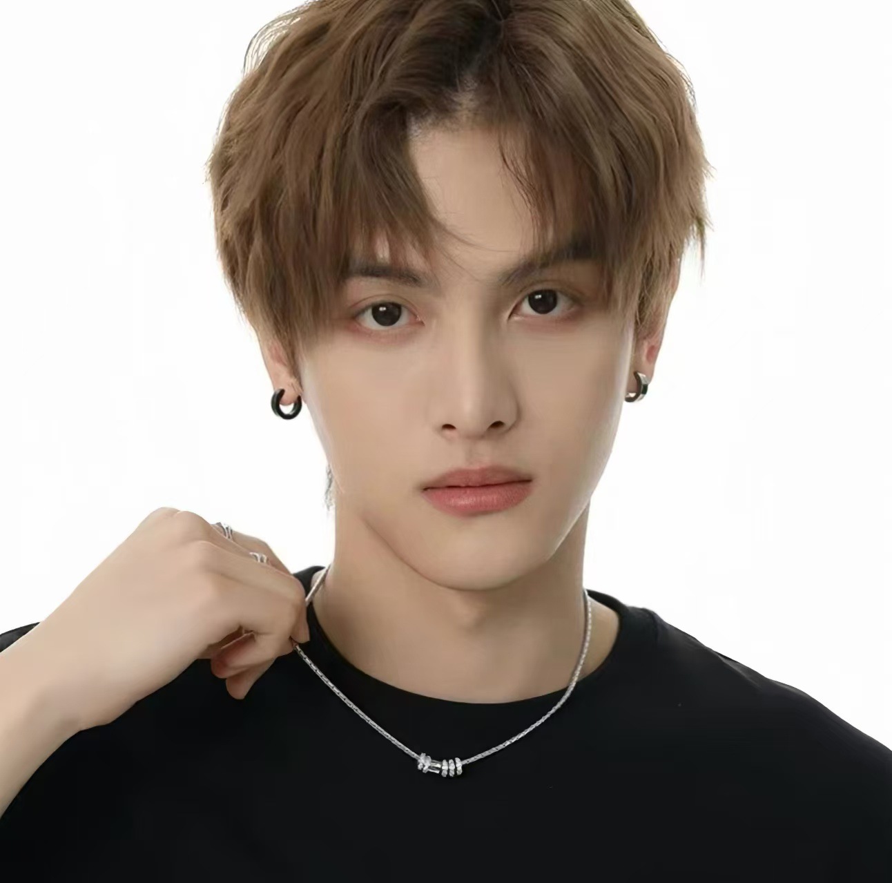 티타늄 스틸 플래시 다이아몬드 반지 목걸이 50+5CM