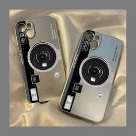 创意相机适用华为mate50/40手机壳荣耀80简约电镀银p50硅胶magic4