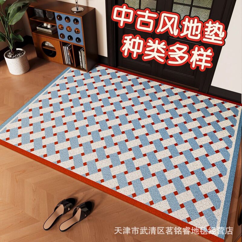 Entrance Door Floor Mat, Outdoor Dirt-Scraping Wire Ring Floor Mat, Retro Mid-Century Style Anti-Slip Mat, Household Cuttable Entrance Mat
