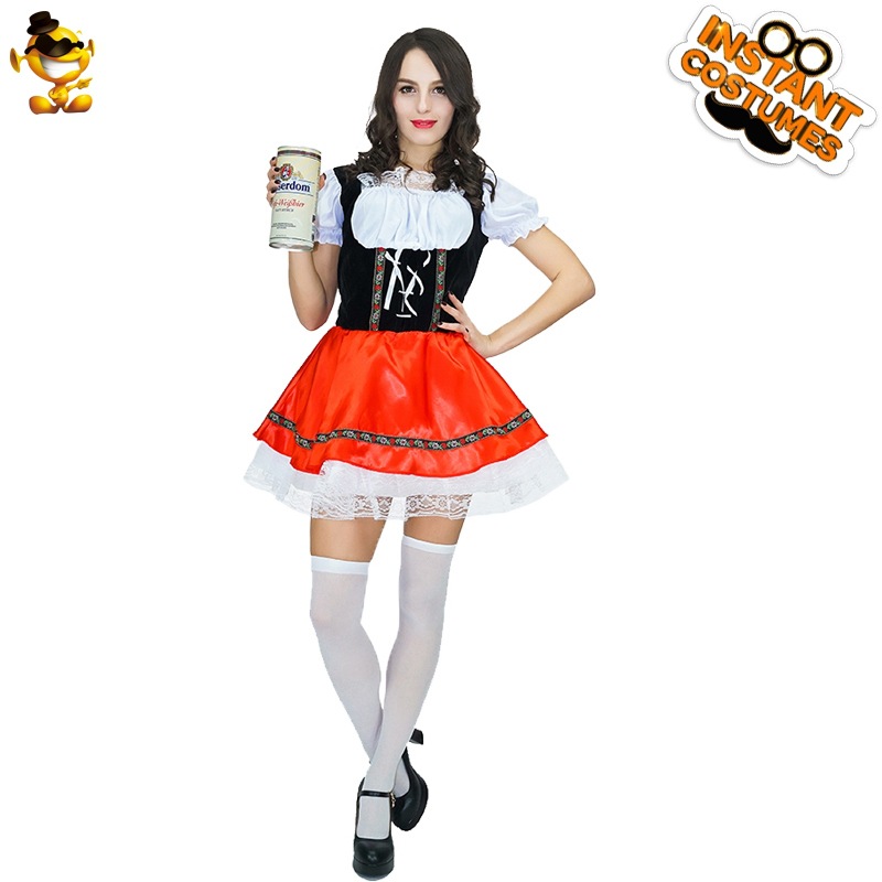 Traje de fiesta de cerveza alemana de las mujeres adultas Oktoberfest chica juego de rol traje de escenario image 6