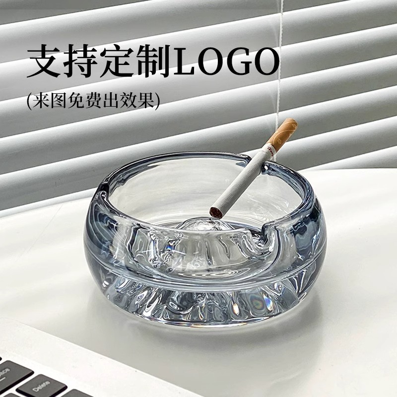 Cenicero de vidrio de lujo ligero y de alto nivel vista montaña sala de estar doméstica decoración de oficina cenicero transparente hotel clubhouse comercial