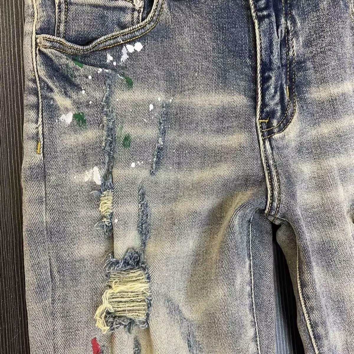 Men's Clothing Men's Retro Distressed Ripped Patched Stretch Slim Fit Skinny Jeans High Street Fashion Brand For Formal & Casual_mkmklike.com